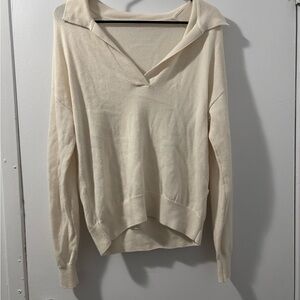 Cream V-Neck Women's Top